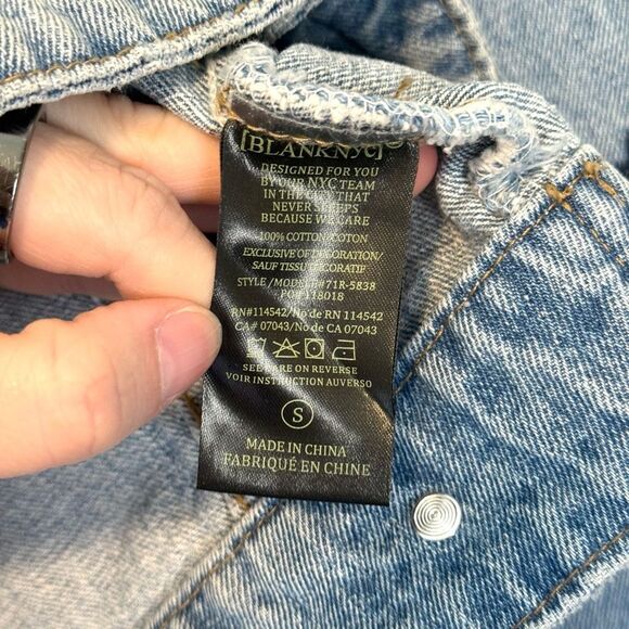 BLANK NYC Star Embroidered Born in USA Denim Jacket Size Small - Picture 7 of 10